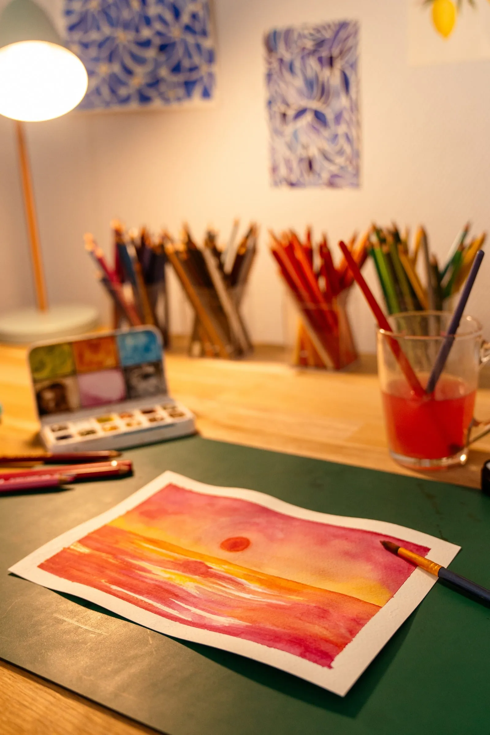 Portrait à l'aquarelle en cours de réalisation